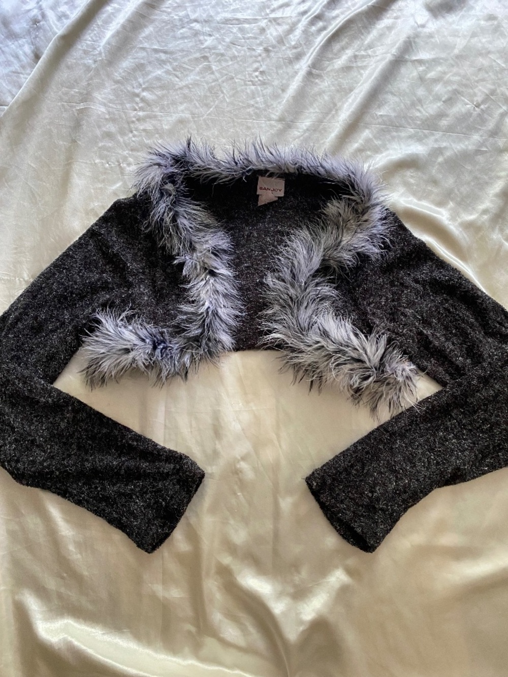 Vintage 1990s Gray Feather Bolero Shrug Small / Medium
